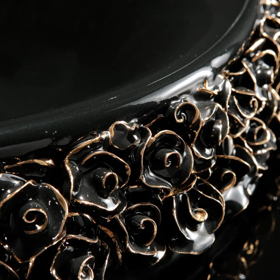 Umywalka porcelanowa z ręcznie nakładanymi płatkami Made in Italy - Amarone Viadurini