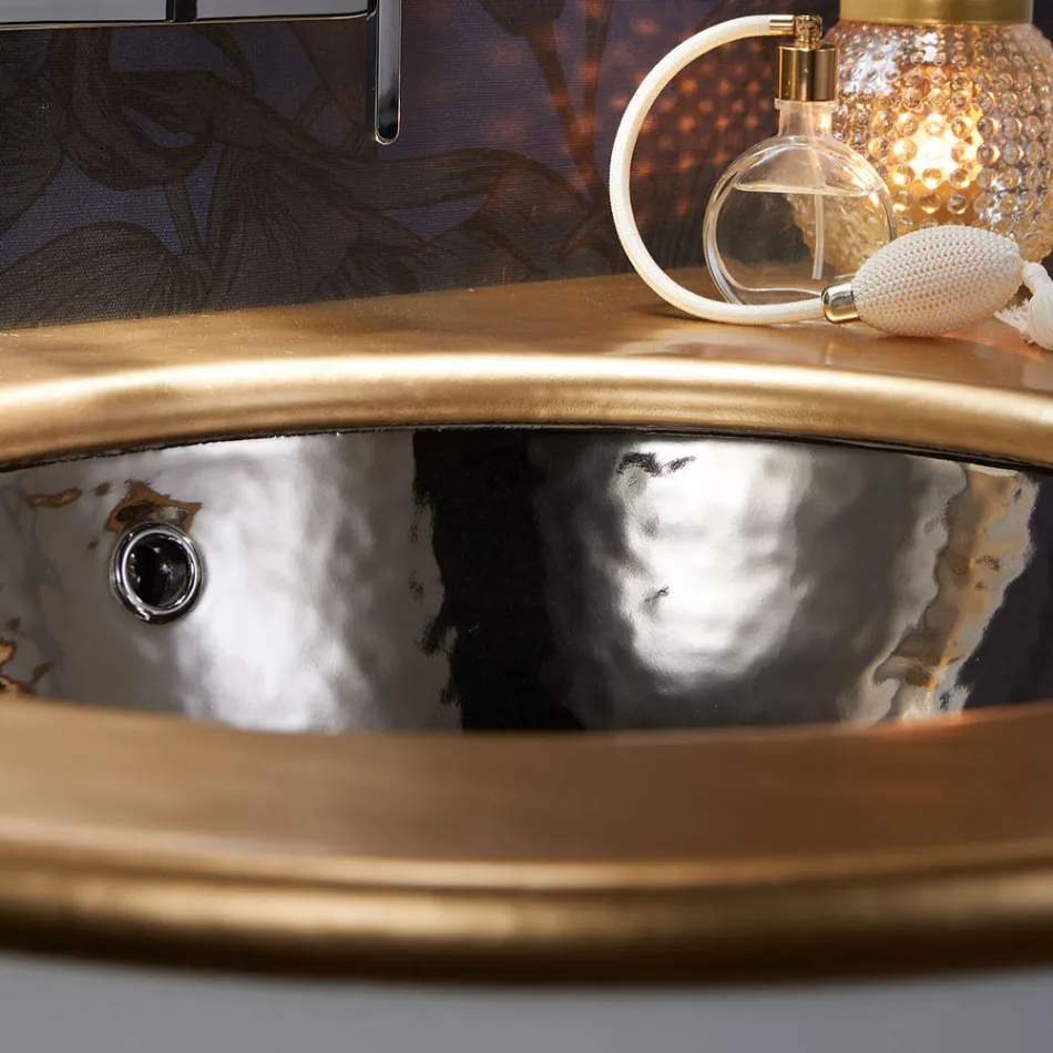 Wbudowana umywalka z szamotowej gliny z 3 wykończeniami Made in Italy - Erioli Viadurini