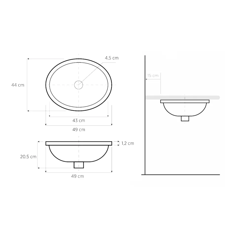 Wbudowana umywalka z szamotowej gliny z 3 wykończeniami Made in Italy - Erioli Viadurini