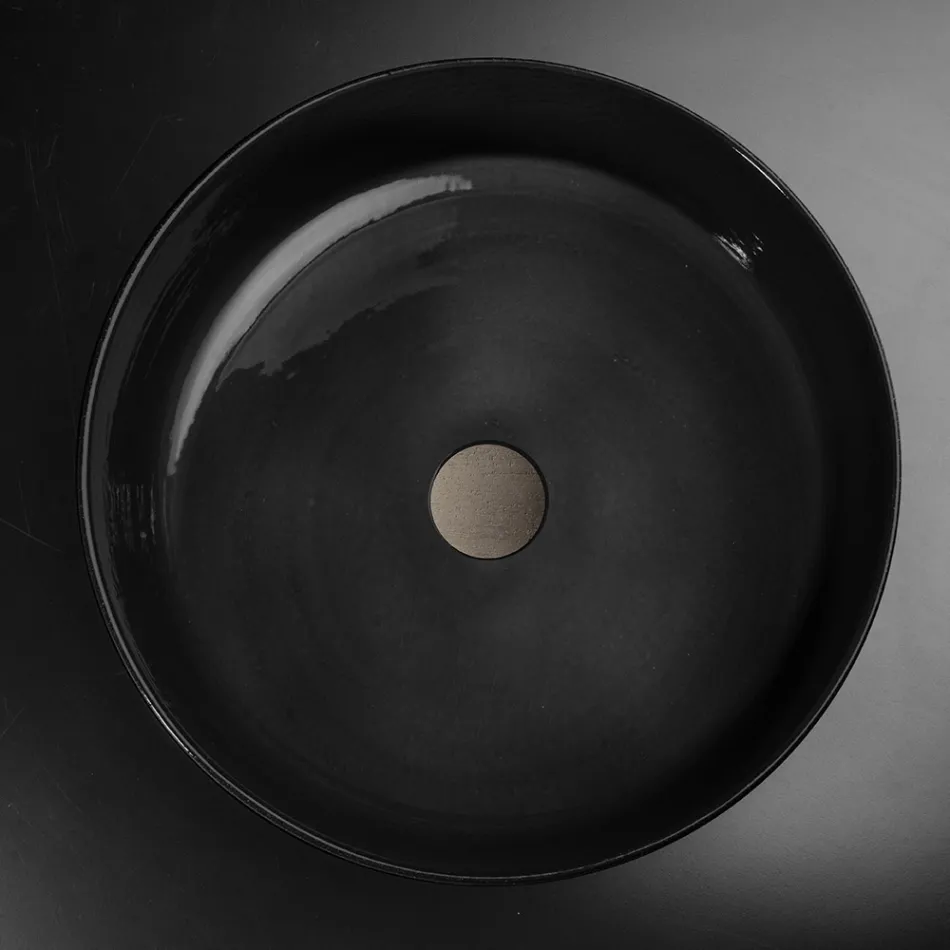 Luksusowa czarna umywalka nablatowa z kolorowej gliny Made in Italy - Tatiana Viadurini