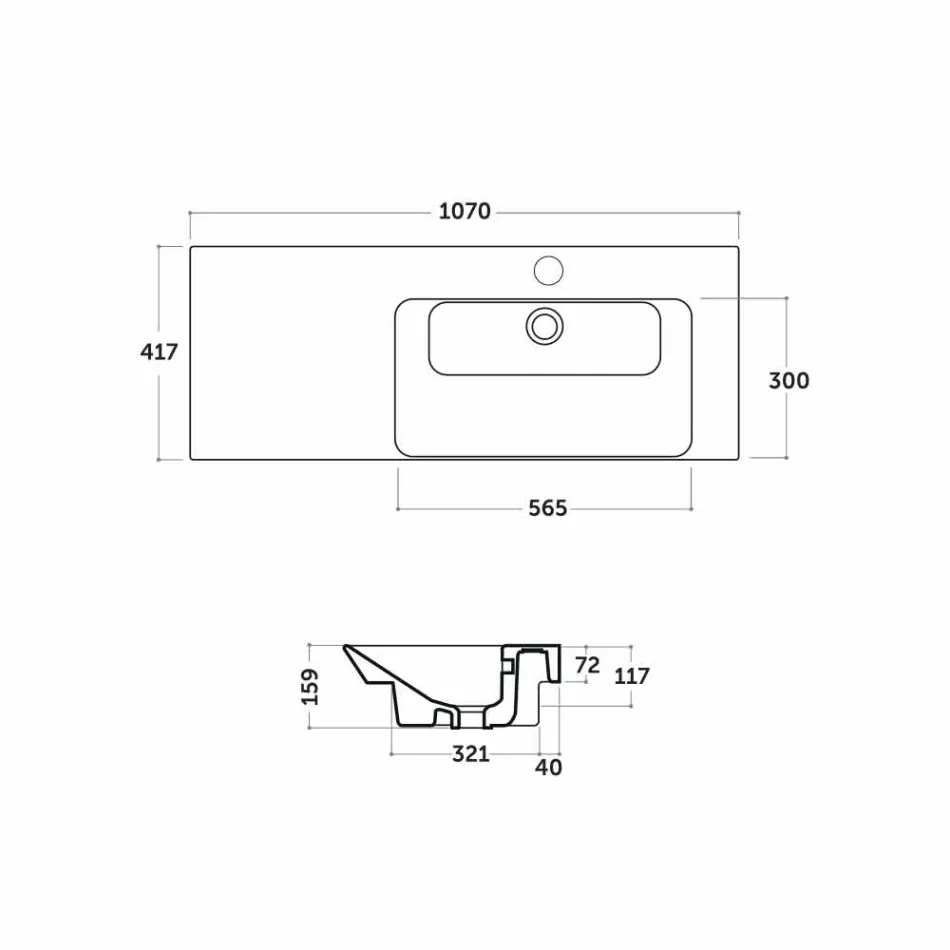 Nowoczesny prawy blat zagłębiony w ceramice Maida Viadurini