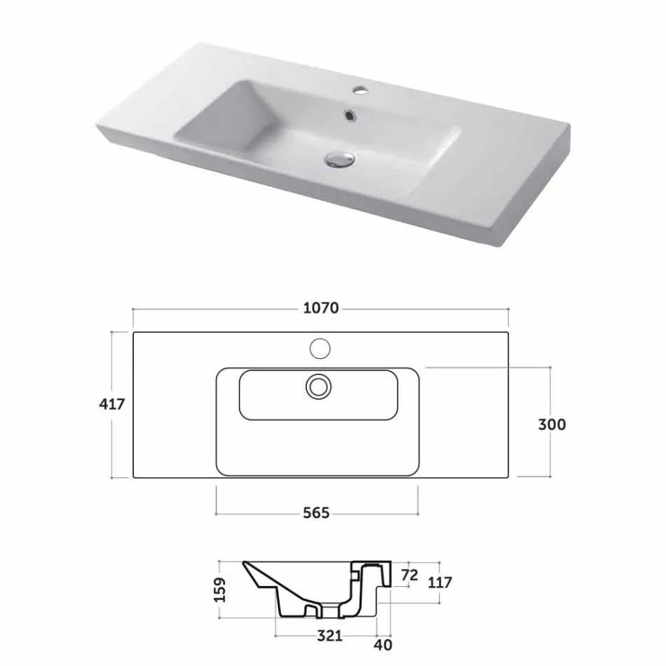 Nowoczesny blat i zagłębiona umywalka w kolorowej ceramice Maida Viadurini