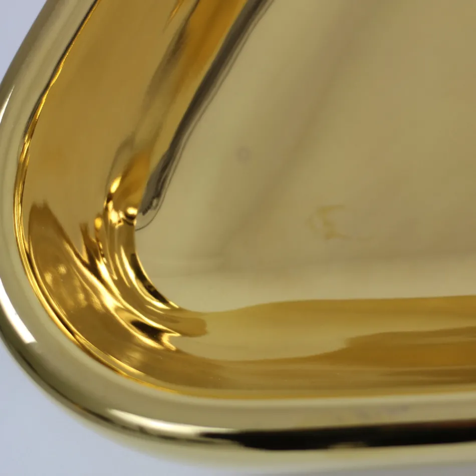 Nowoczesna umywalka nablatowa ze złotej ceramiki wyprodukowana we Włoszech Sofia Viadurini