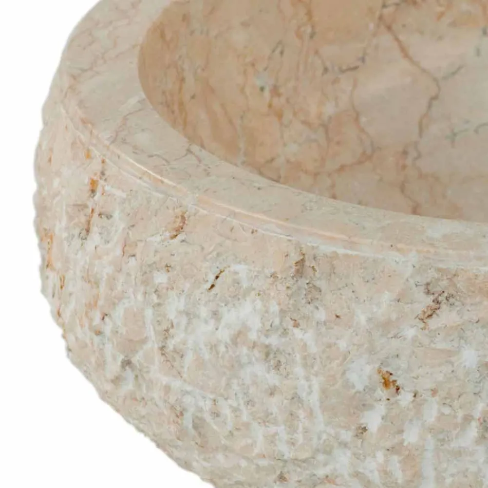 Nowoczesna umywalka nablatowa z białego kamienia naturalnego Lola, unikatowa Viadurini