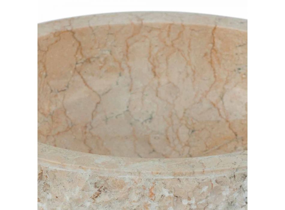 Nowoczesna umywalka nablatowa z białego kamienia naturalnego Lola, unikatowa Viadurini