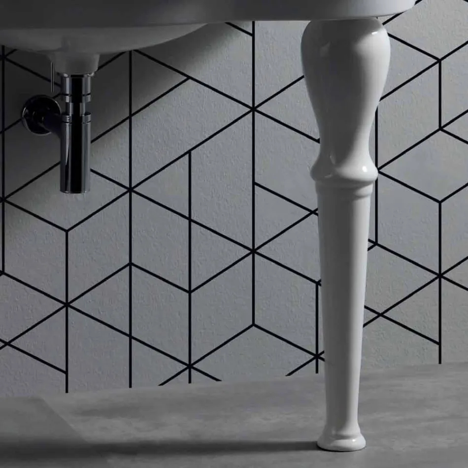 Nowoczesna umywalka ścienna z nogami lub bez, L90 cm w Avise Ceramic Viadurini