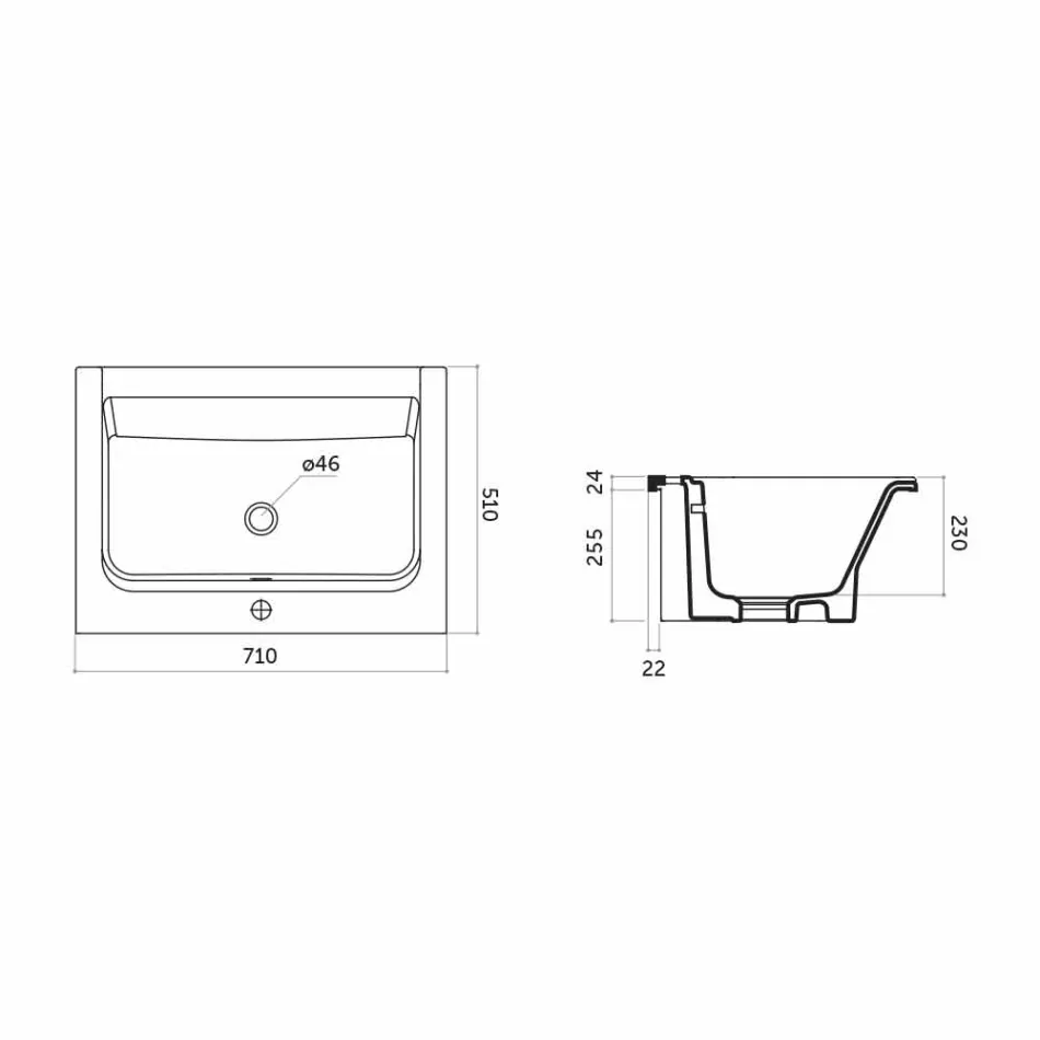 Nowoczesna umywalka z jednym otworem w kolorze białym lub Panama w kolorze ceramicznym Viadurini