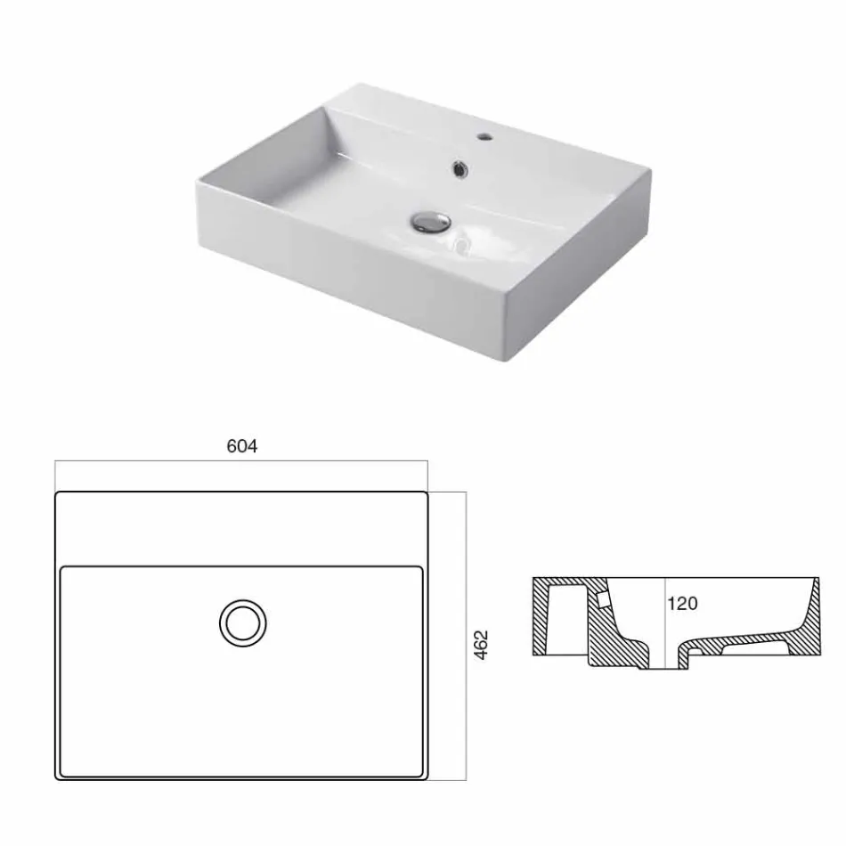 Umywalka z jednym otworem do podparcia lub ściany w Coliviata Colivi Ceramic Viadurini