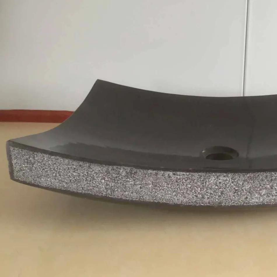 Czarna umywalka w łazience z naturalnego kamienia Miłość, unikatowy kawałek Viadurini