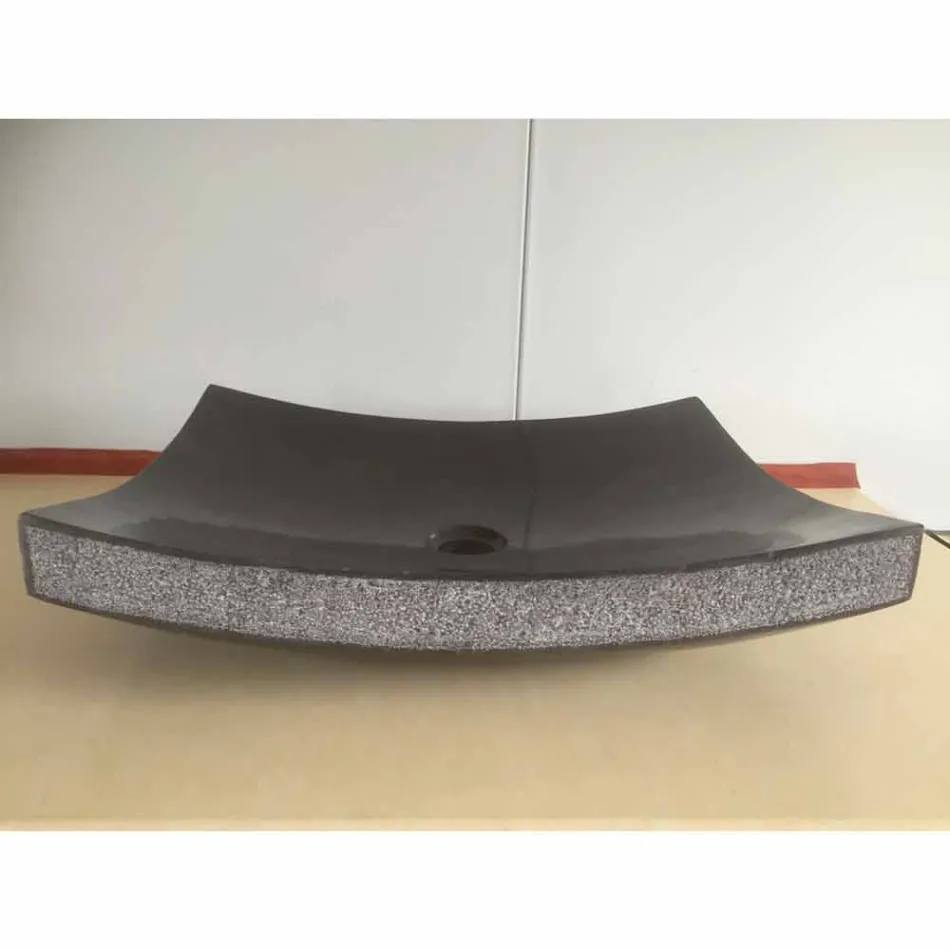 Czarna umywalka w łazience z naturalnego kamienia Miłość, unikatowy kawałek Viadurini