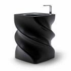 Czarny wolnostojąca umywalka Twist nowoczesny design made in Italy Viadurini