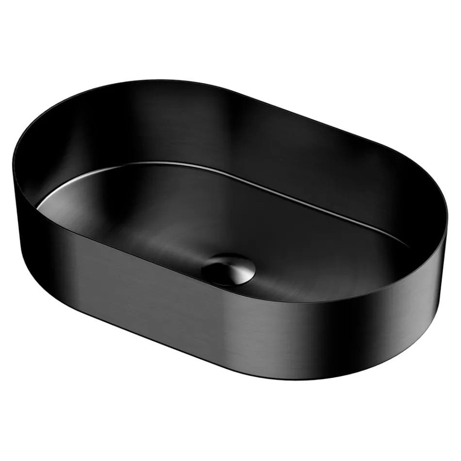 Owalna umywalka nablatowa ze stali nierdzewnej w różnych wykończeniach - Anemone Viadurini