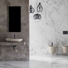 Owalna umywalka nablatowa do łazienki z ceramiki Made in Italy - Omarance Viadurini