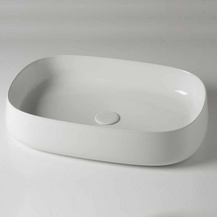 Owalna umywalka nablatowa L 60 cm w nowoczesnej ceramice Made in Italy - Cordino Viadurini