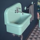 Umywalka do wyposażenia łazienki w Wodnej Zielonej Ceramice Jednokolorowej - Jaśmin Viadurini