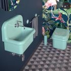 Umywalka do wyposażenia łazienki w Wodnej Zielonej Jednokolorowej Ceramice - Jaśmin Viadurini