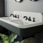 Podwójna umywalka łazienkowa o prostokątnej i ceramicznej konstrukcji - Kevin Viadurini