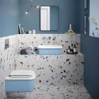 Prostokątna ceramiczna umywalka nablatowa - Holly Viadurini