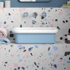 Prostokątna ceramiczna umywalka nablatowa - Holly Viadurini