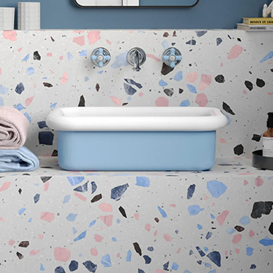 Prostokątna ceramiczna umywalka nablatowa - Holly Viadurini