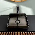 Kwadratowa umywalka nablatowa ze stali nierdzewnej w różnych wykończeniach - Calendula Viadurini