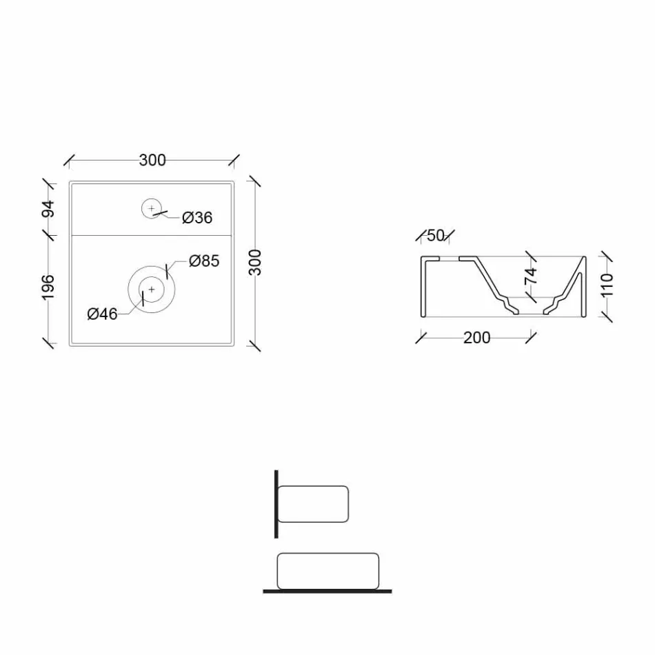 Umywalka ceramiczna kwadratowa lub prostokątna o nowoczesnym designie Made in Italy - Act Viadurini