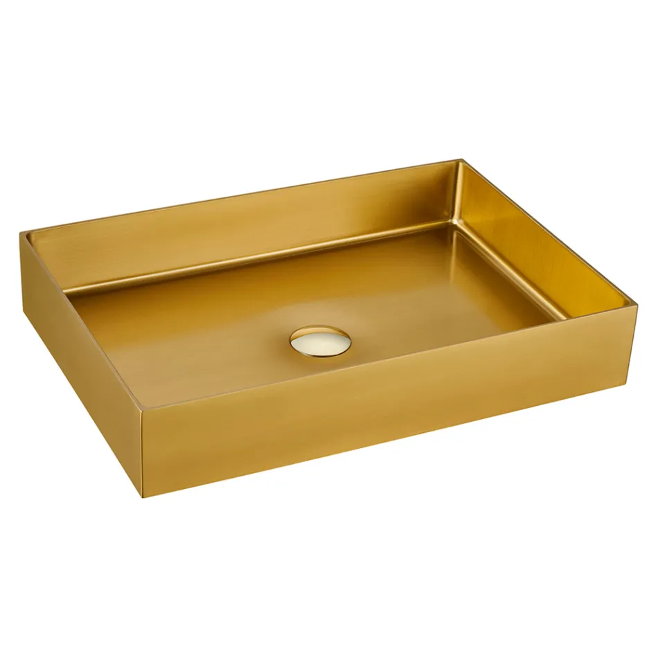 Prostokątna umywalka nablatowa ze stali nierdzewnej w różnych wykończeniach - Camellia Viadurini