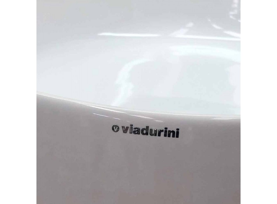 Prostokątna umywalka nablatowa L 50 cm w ceramice Wykonane we Włoszech - Rotolino Viadurini