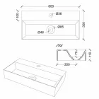 Nowoczesna prostokątna umywalka nablatowa lub wisząca 60x30 cm w ceramice - Act Viadurini