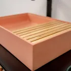 Prostokątna umywalka nablatowa wykonana z lastryko w kolorze pomarańczy Mali - Azalia Viadurini