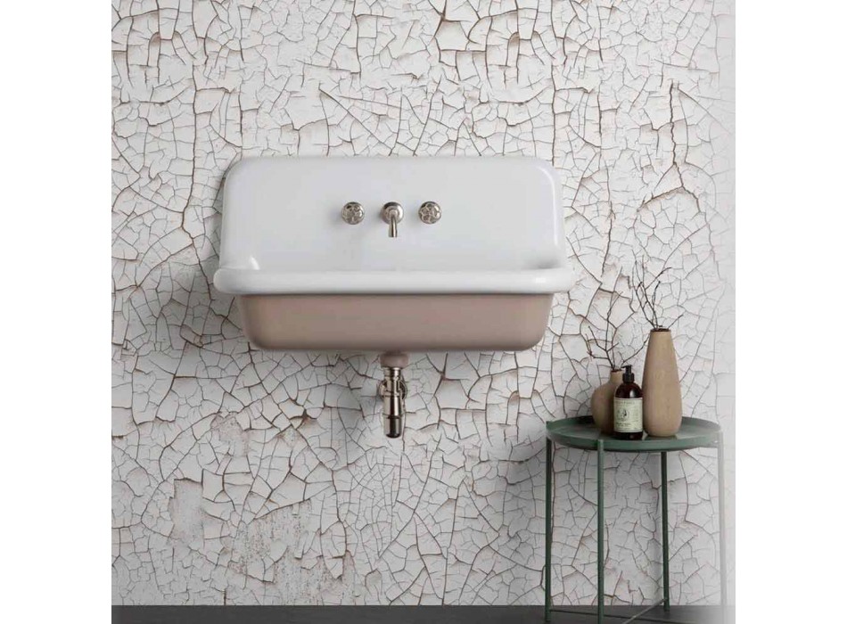 Umywalka prostokątna ceramiczna na ścianę model Henry Viadurini