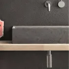 Prostokątna i nowoczesna umywalka nablatowa w kamieniu designerskim - Farartlav3 Viadurini