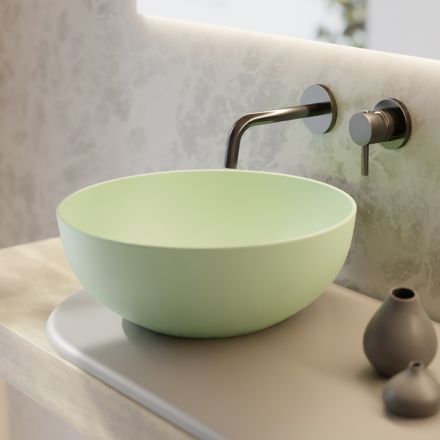 Okrągła umywalka nablatowa z kolorowej ceramiki L 40 cm - Chicco Viadurini