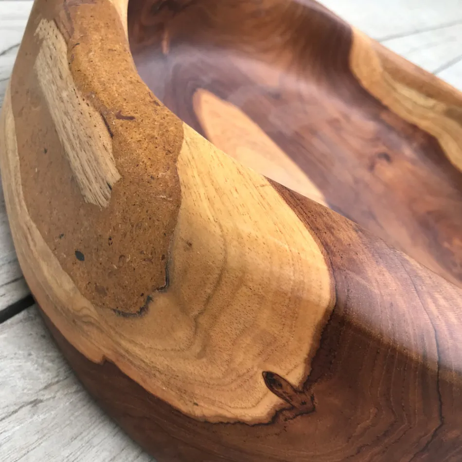 Nowoczesna umywalka nablatowa z naturalnego polerowanego drewna tekowego - Zino Viadurini