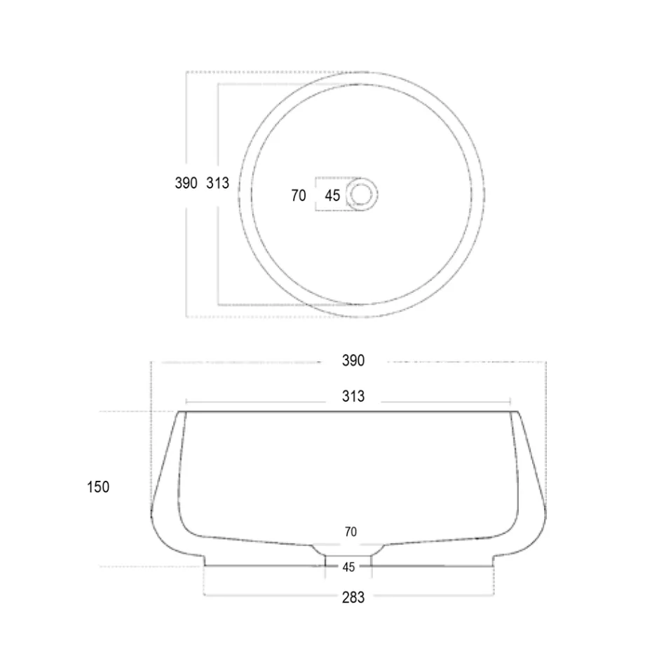 Okrągła umywalka nablatowa wykonana z cementu i żywicy - Ibisco Viadurini