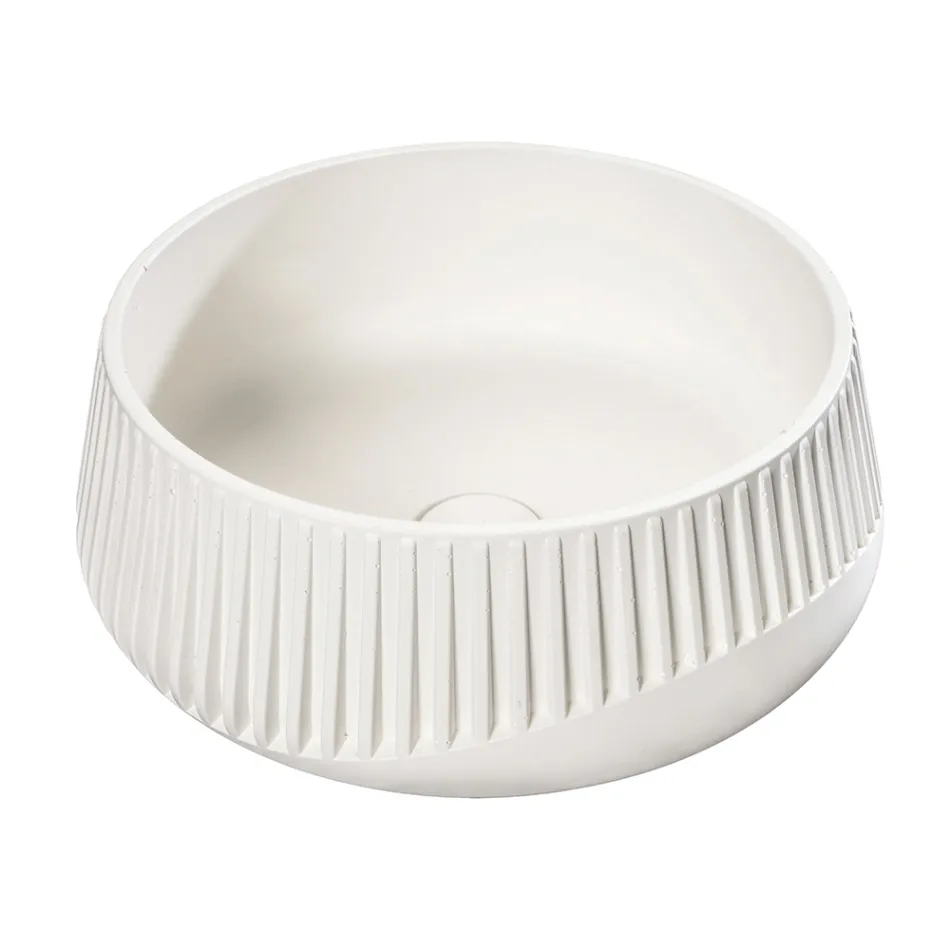 Okrągła umywalka nablatowa wykonana z cementu i żywicy - Ibisco Viadurini