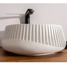 Okrągła umywalka nablatowa wykonana z cementu i żywicy - Ibisco Viadurini