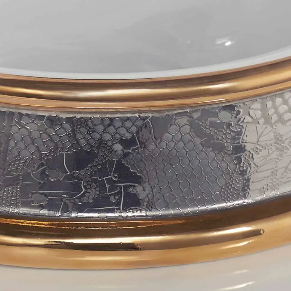 Projekt częściowo wpuszczona umywalka w glinie ogniowej ręcznie we Włoszech, Manilo Viadurini