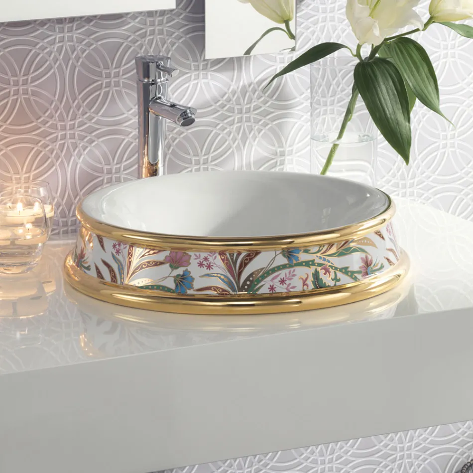 Umywalka częściowo wpuszczana w różnych wykończeniach z szamotowej gliny Made in Italy - Erasmo Viadurini