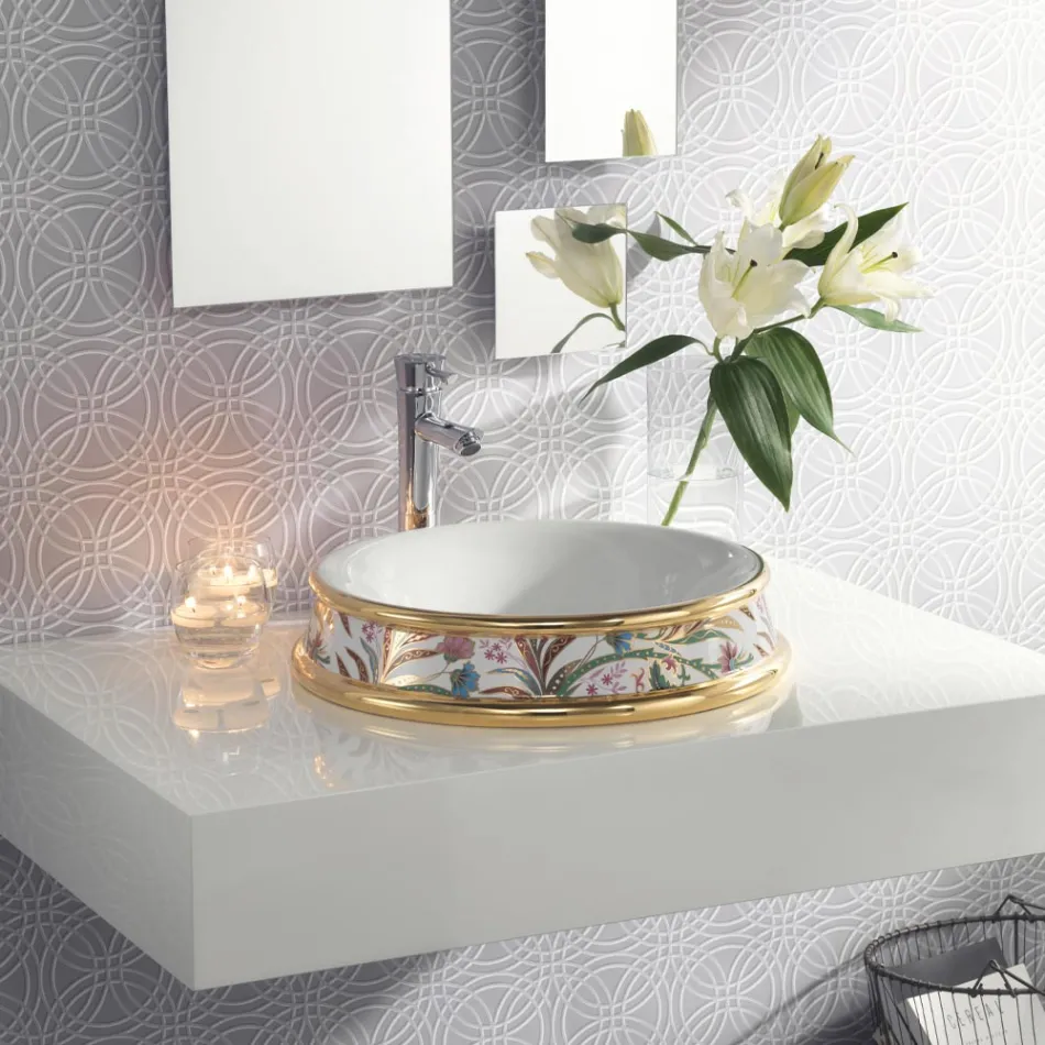 Umywalka częściowo wpuszczana w różnych wykończeniach z szamotowej gliny Made in Italy - Erasmo Viadurini