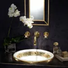 Umywalka częściowo wpuszczana w Fire Clay z opaską w różnych wykończeniach - Botticino Viadurini