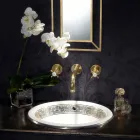 Umywalka częściowo wpuszczana w Fire Clay z opaską w różnych wykończeniach - Botticino Viadurini