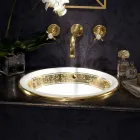 Umywalka częściowo wpuszczana w Fire Clay z opaską w różnych wykończeniach - Botticino Viadurini