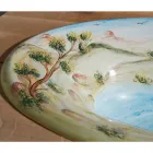 Umywalka częściowo wpuszczana z szamotowej gliny z krajobrazem firmy Deruta Made in Italy - Principe Viadurini