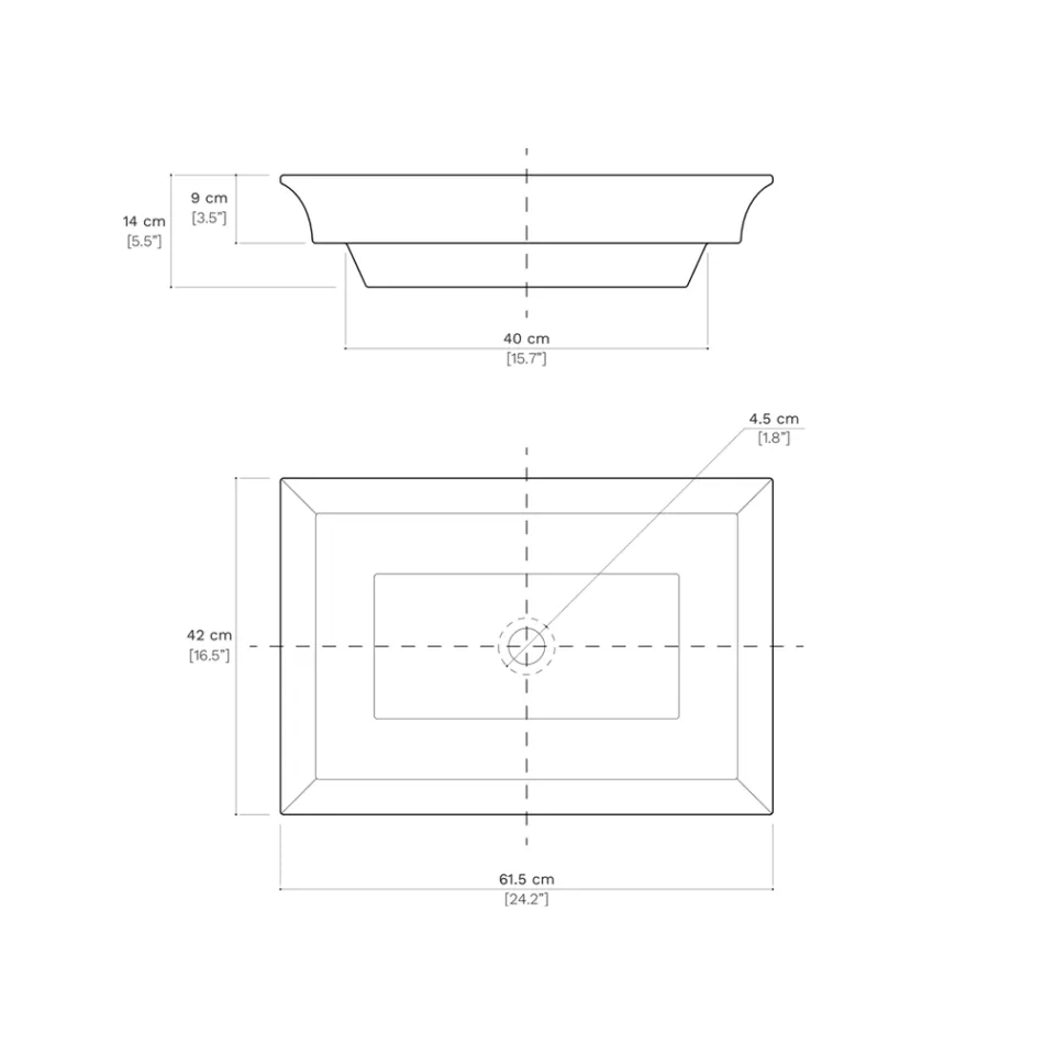 Umywalka częściowo wpuszczana z szamotowej gliny o różnych wykończeniach Made in Italy - Ultima Viadurini