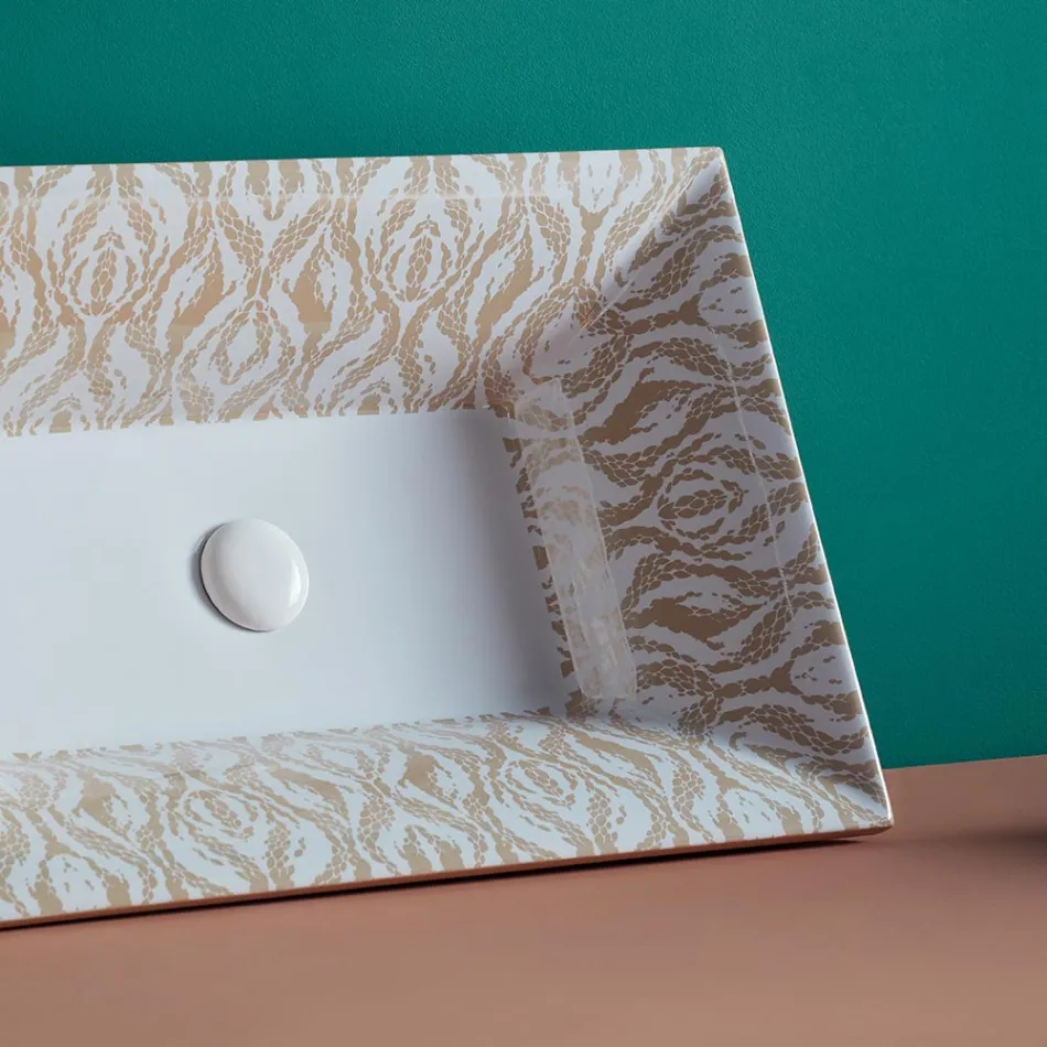 Umywalka częściowo wpuszczana z szamotowej gliny o różnych wykończeniach Made in Italy - Ultima Viadurini