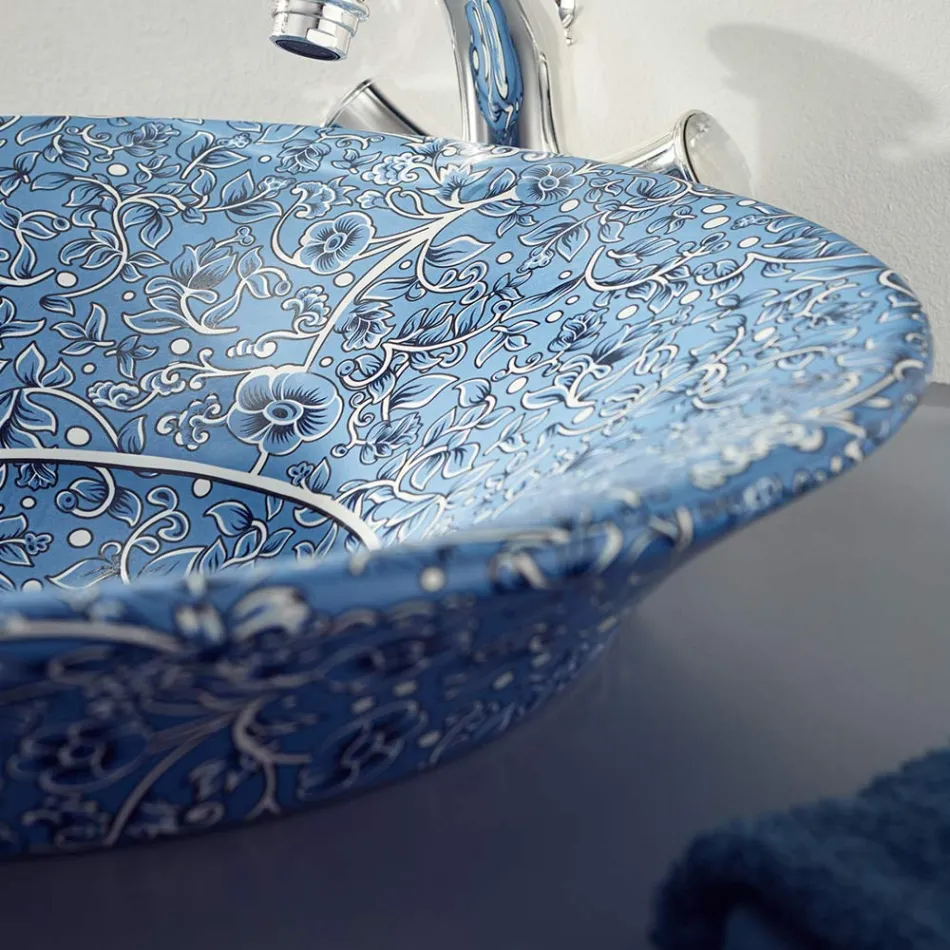 Umywalka częściowo wpuszczana z szamotowej glinki w różnych wykończeniach Made in Italy - Capatosta Viadurini