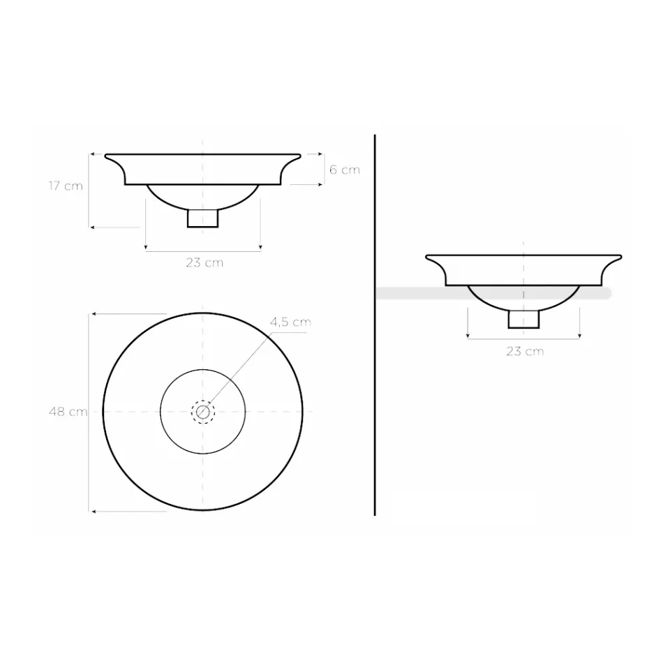 Umywalka częściowo wpuszczana z szamotowej glinki w różnych wykończeniach Made in Italy - Capatosta Viadurini