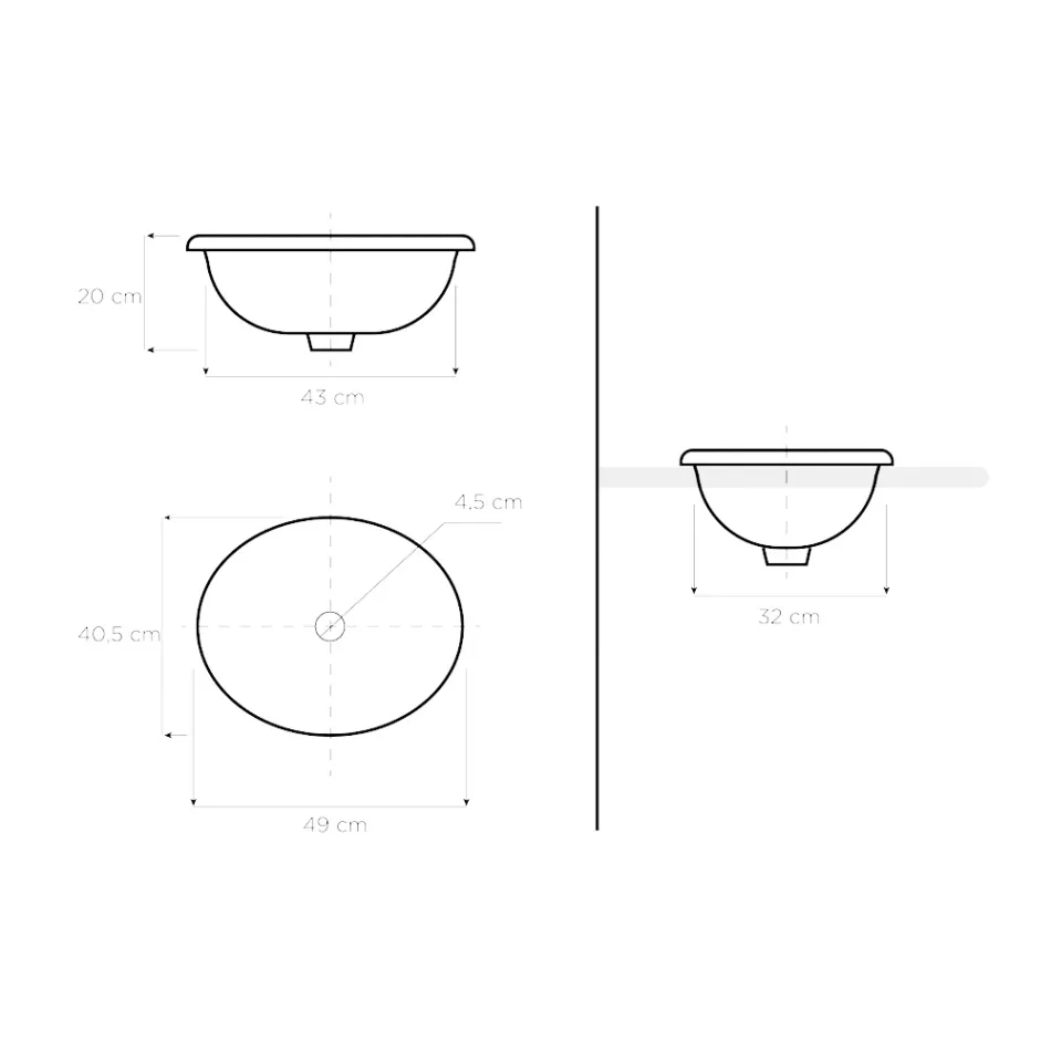 Umywalka częściowo wpuszczana z brązowej gliny ogniotrwałej Araldica Made in Italy - Botticino Viadurini