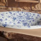 Umywalka częściowo wpuszczana z ręcznie malowanej gliny szamotowej Wyprodukowano we Włoszech - Principe Viadurini